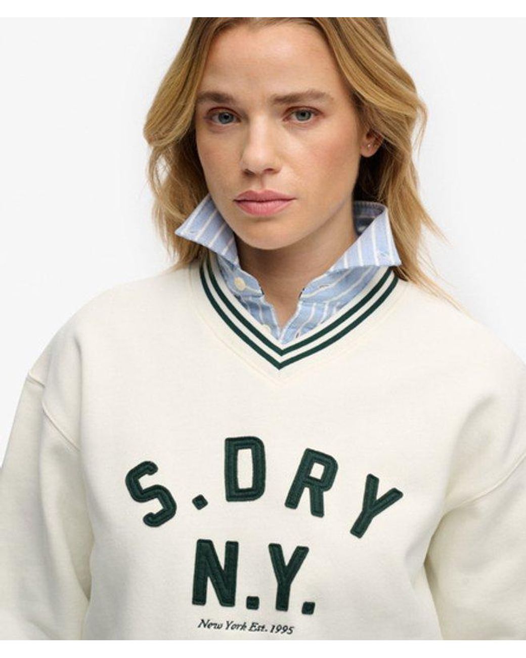 Superdry Natural & Co Country Club Applique V Neck Sweatshirt