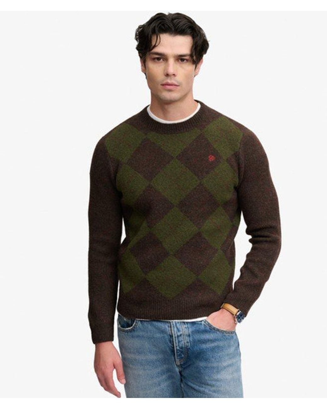 Superdry Black & Co Argyle Jumper for men