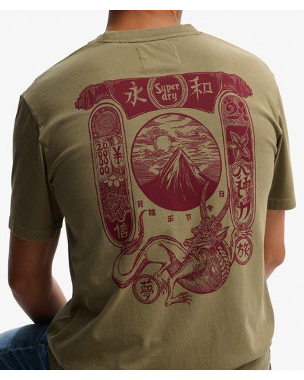 Superdry Green Tokyo Narrative Loose T-shirt for men