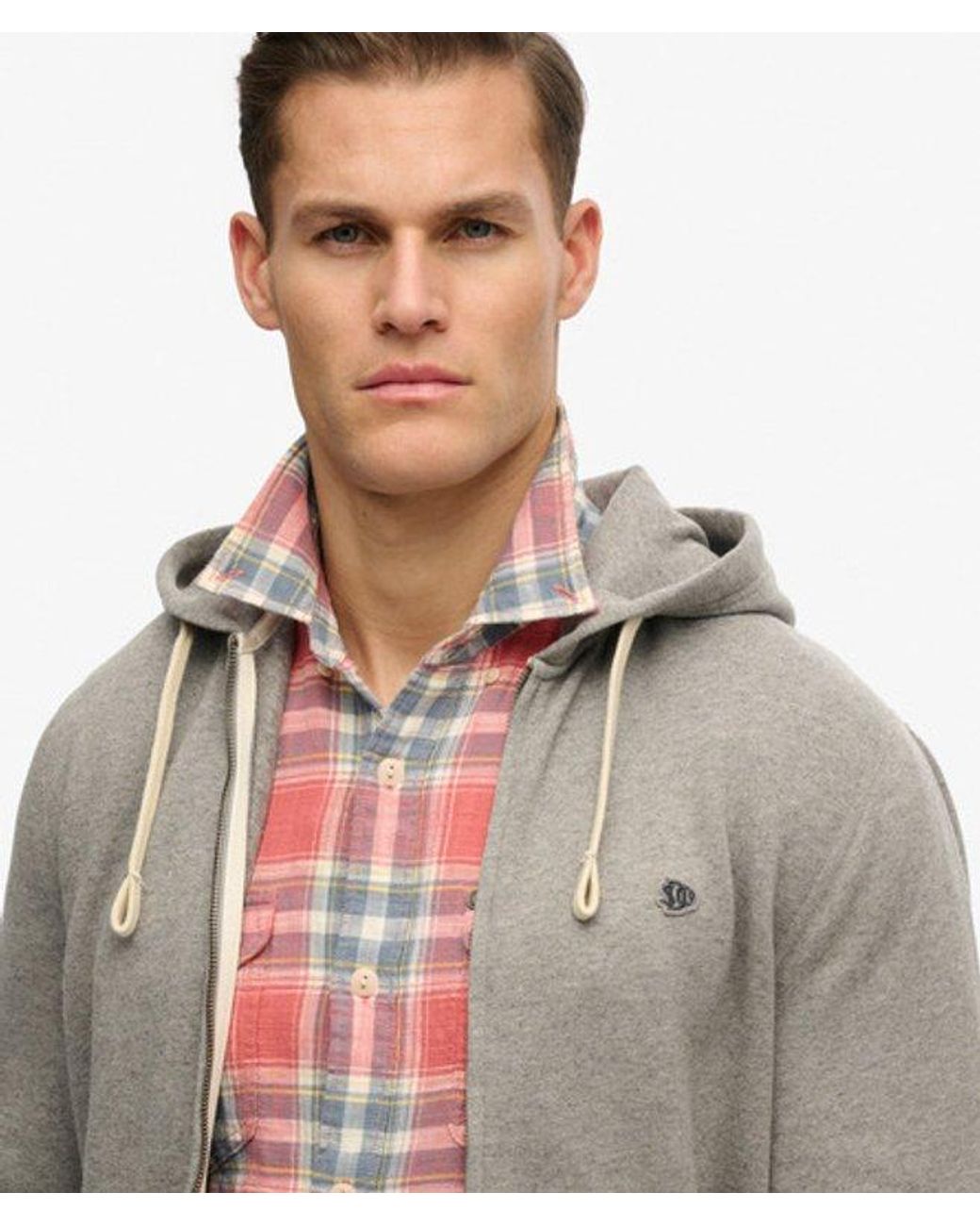 Superdry Brown & Co Monogram Embroidered Zip Hoodie for men