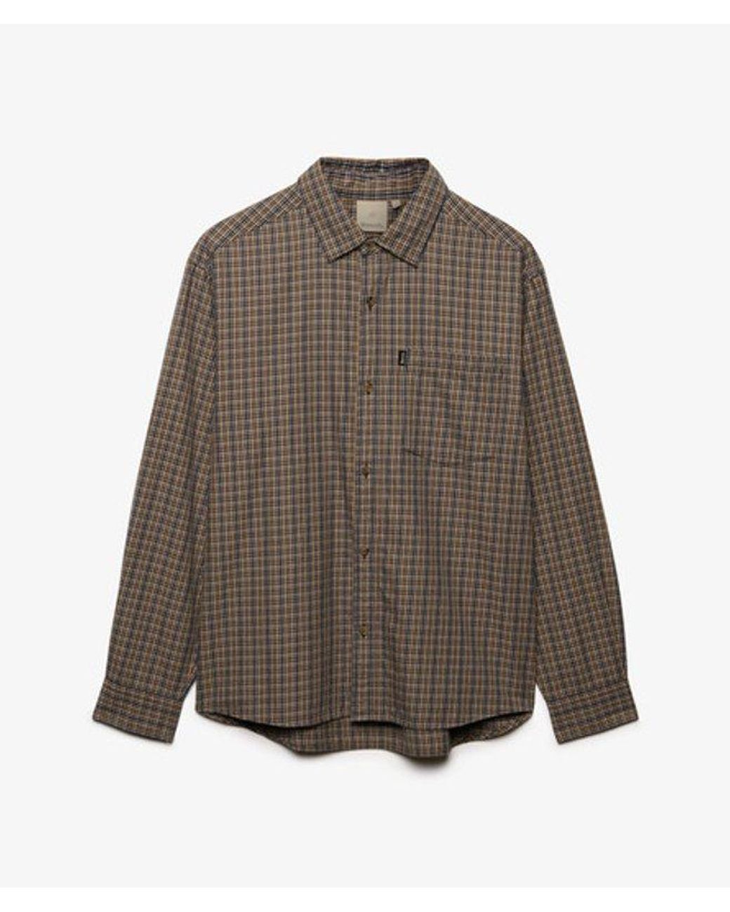 Superdry Gray Bench X & Co Bench Skater Check Long Sleeve Shirt for men