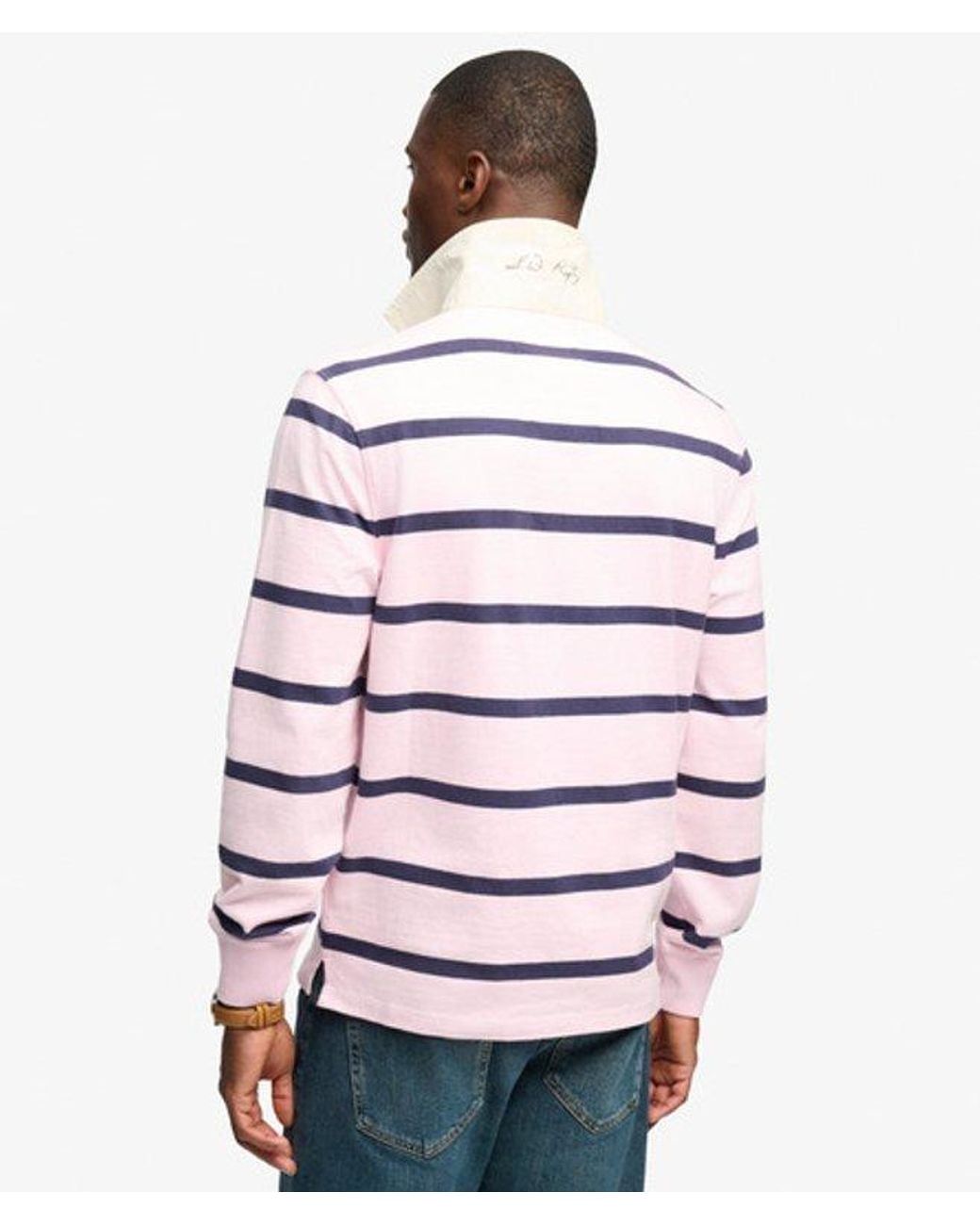 Superdry White & Co Athletic Stripe Rugby Top for men