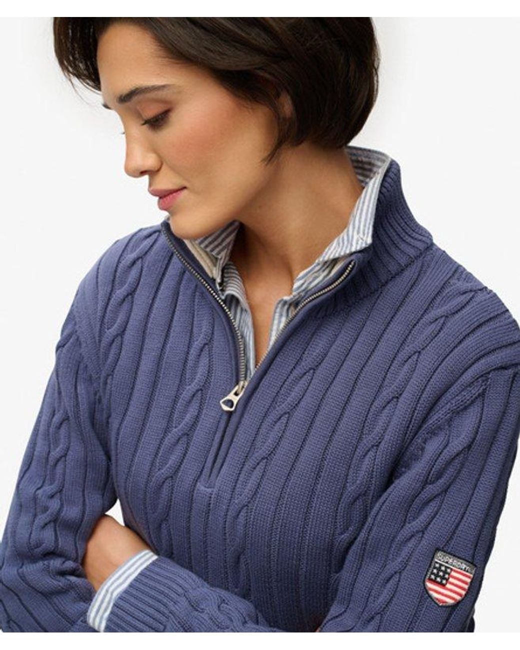 Superdry Blue & Co Cable Half Zip Knit