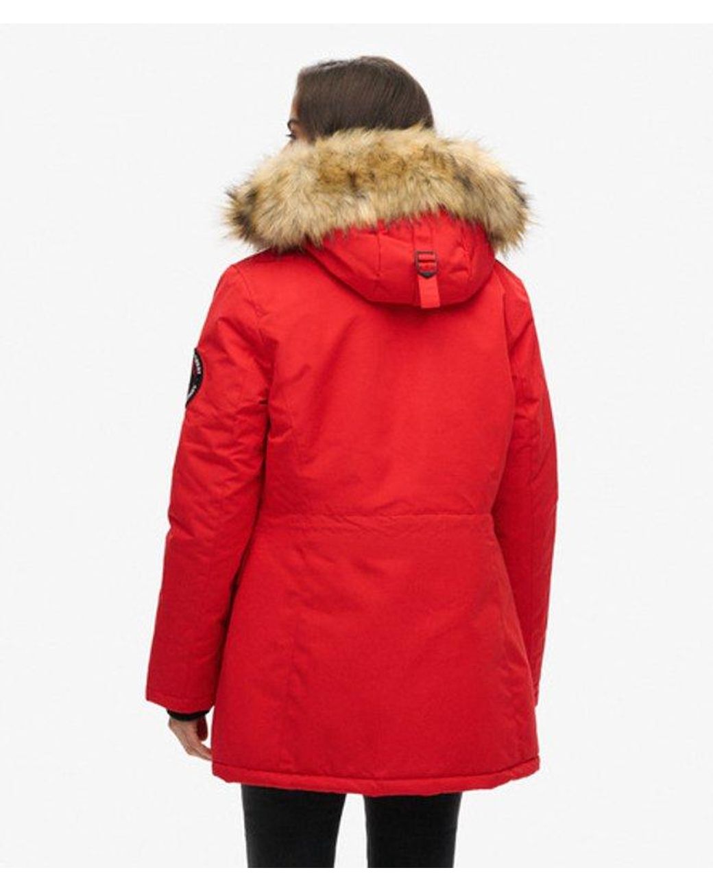 Superdry Red & Co Everest Hooded Faux Fur Parka Coat