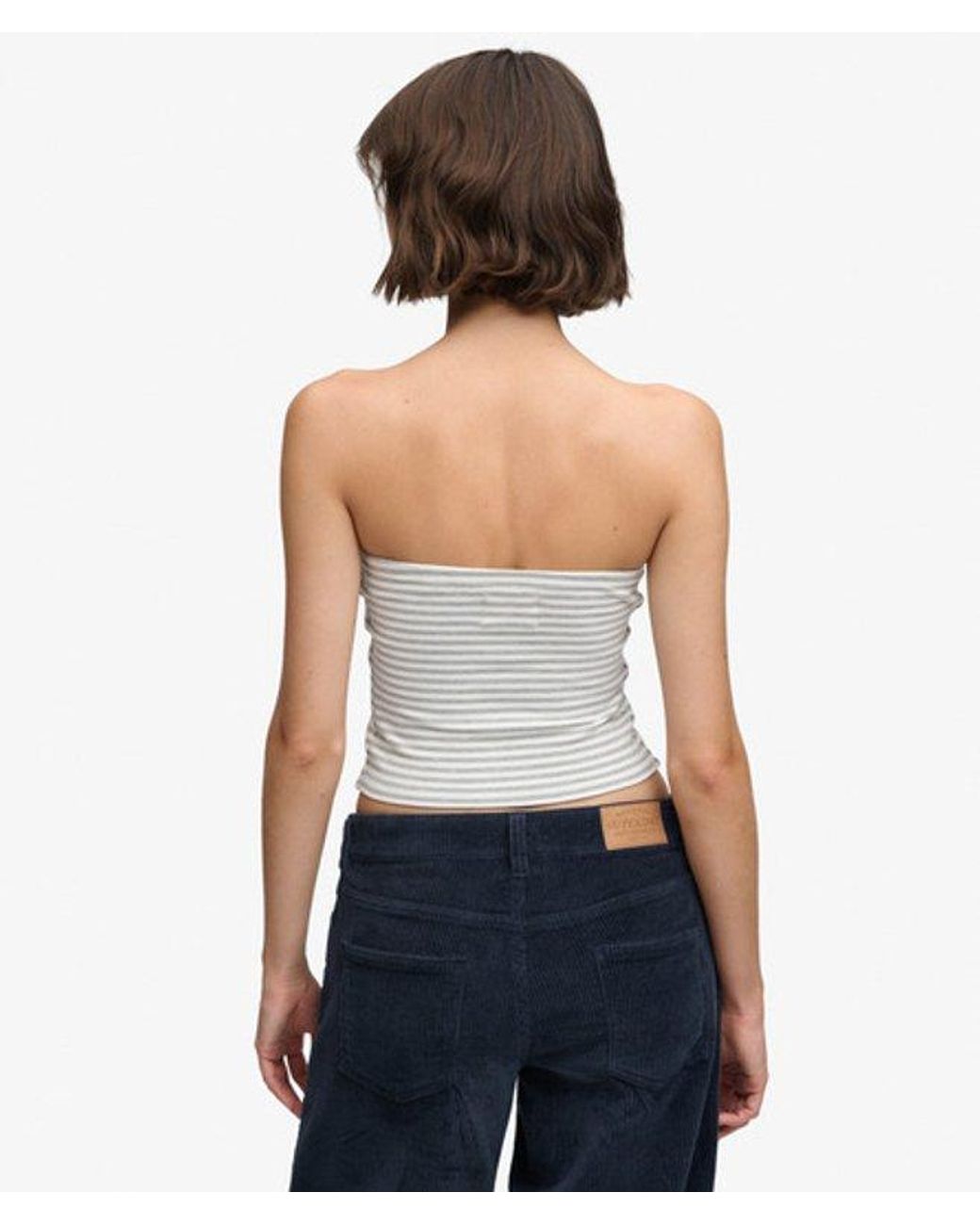 Superdry Blue & Co Athletic Essentials Stripe Jersey Bandeau Top