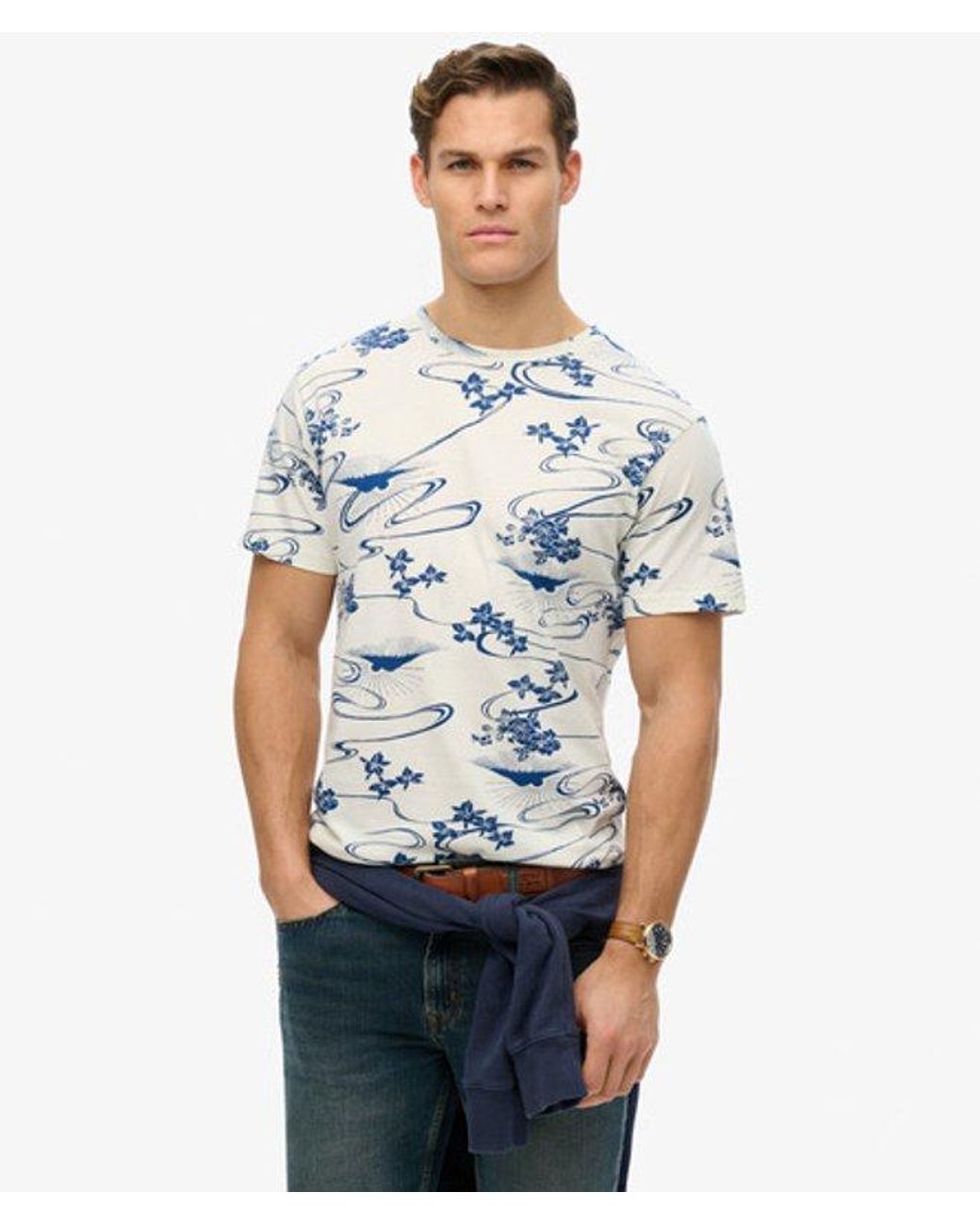Superdry Blue & Co Classic Essential Printed T-shirt for men