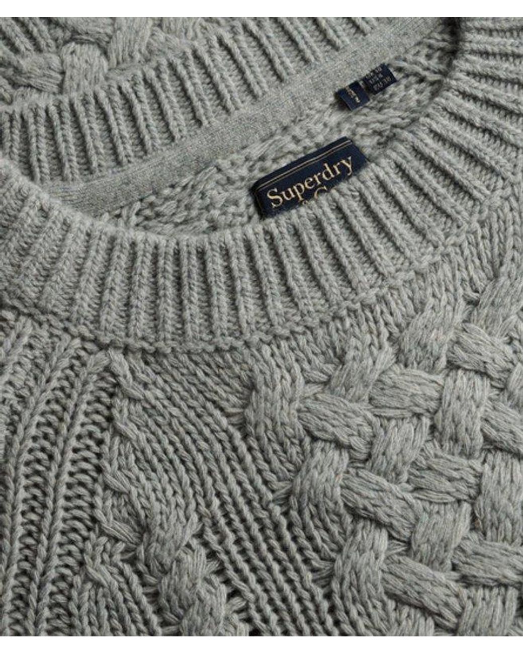 Superdry & Co Wollen Mix Kabeltrui in het Gray