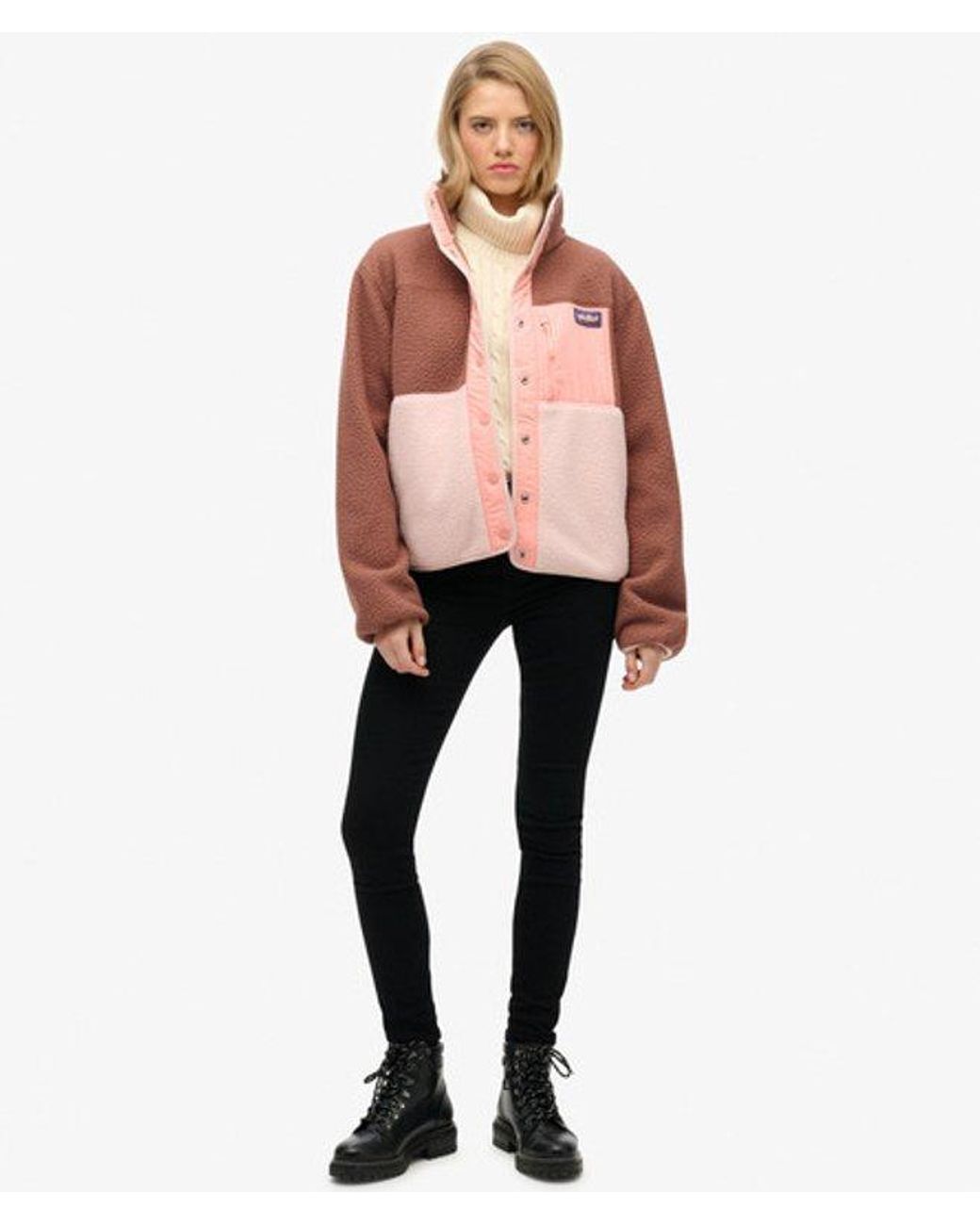 Superdry Brown Colour Block Fleece Jacket