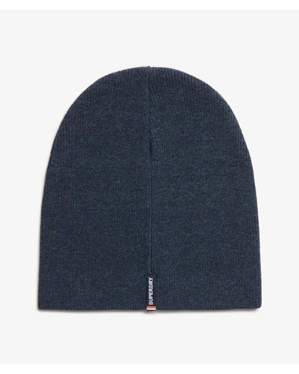 Superdry Blue Essential Logo Knitted Beanie Hat for men