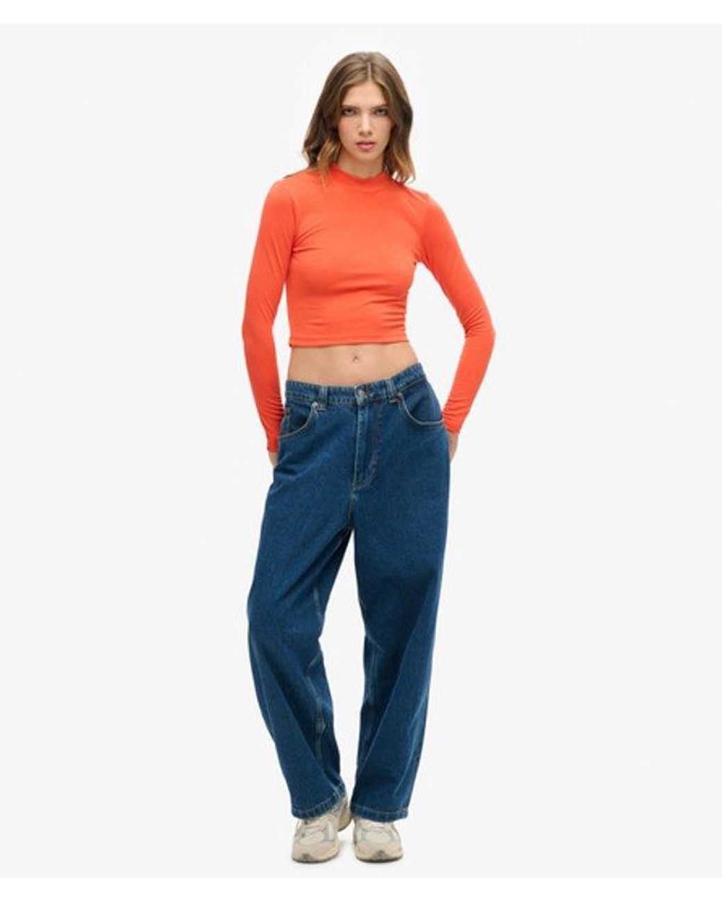 Superdry Red & Co Long Sleeve Open Back Top