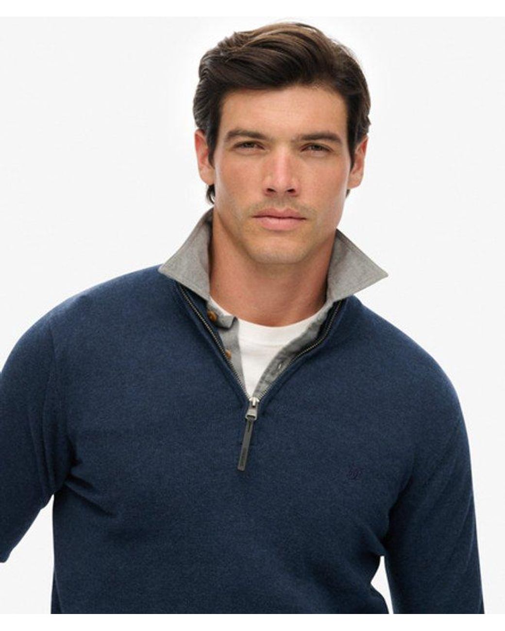 Superdry Blue & Co Essentials Cotton Half Zip Jumper for men