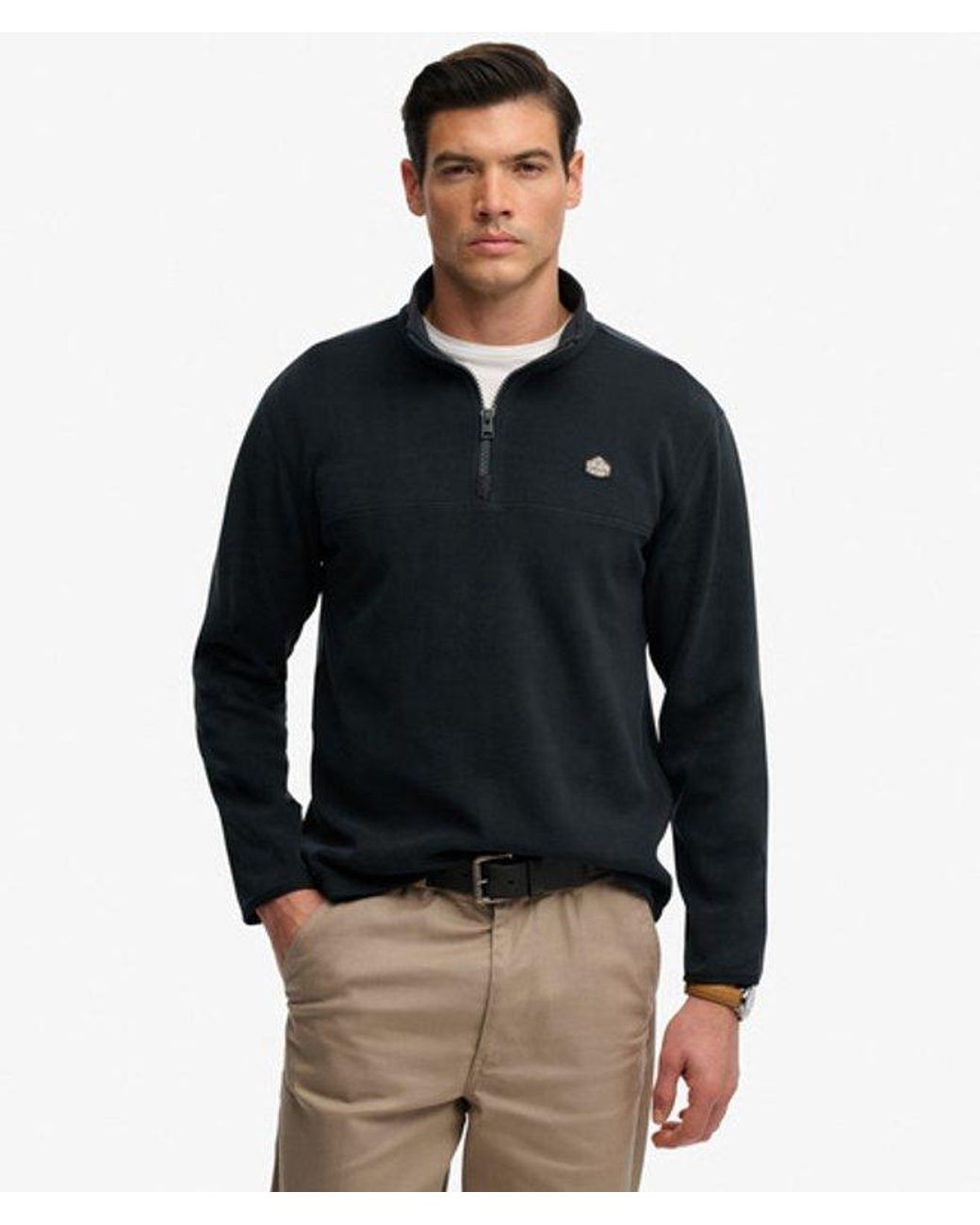 Superdry Black Expedition Fleece Half Zip for men