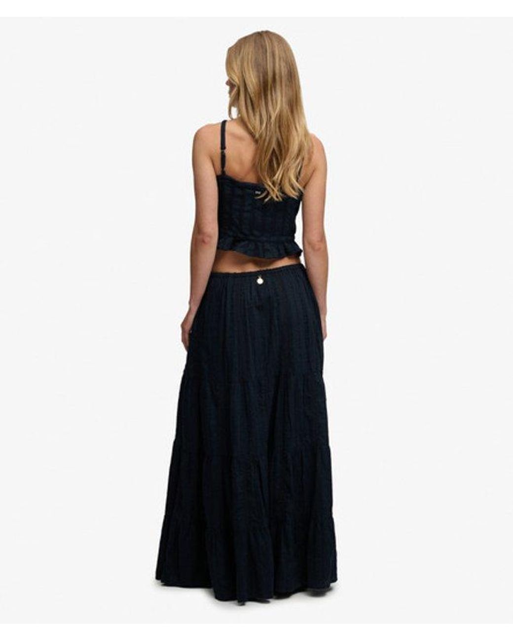 Superdry Black & Co Tiered Maxi Skirt