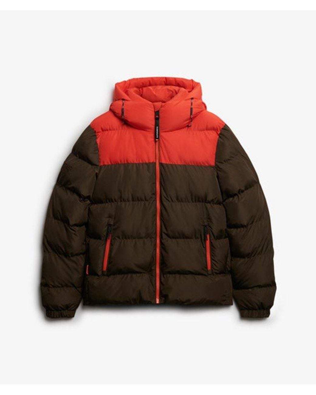 Superdry Red & Co Colourblock Hooded Puffer Jacket for men