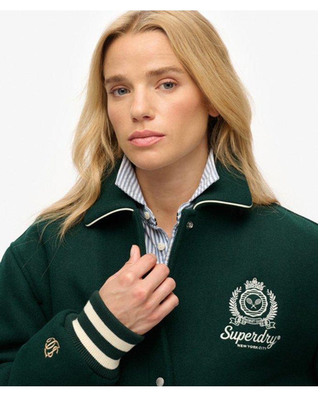 Superdry Green Country Club Wool Bomber Jacket