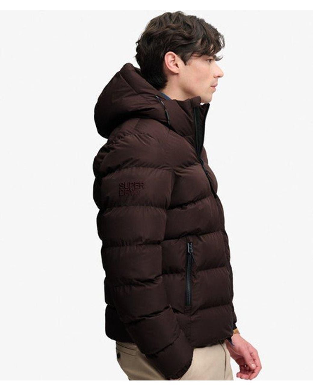 Superdry Black & Co Hooded Sports Puffer Jacket for men