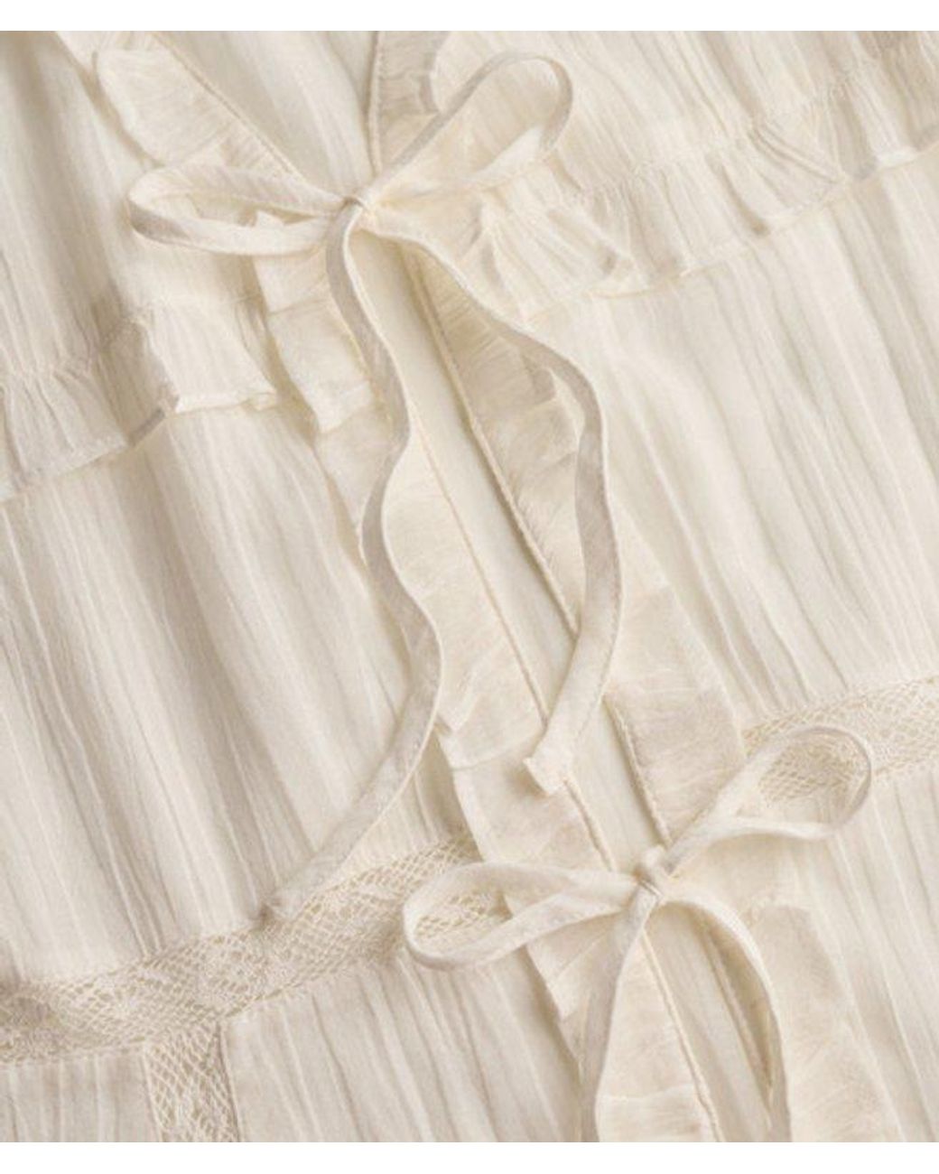 Superdry White & Co Long Sleeve Lace Tie Front Top