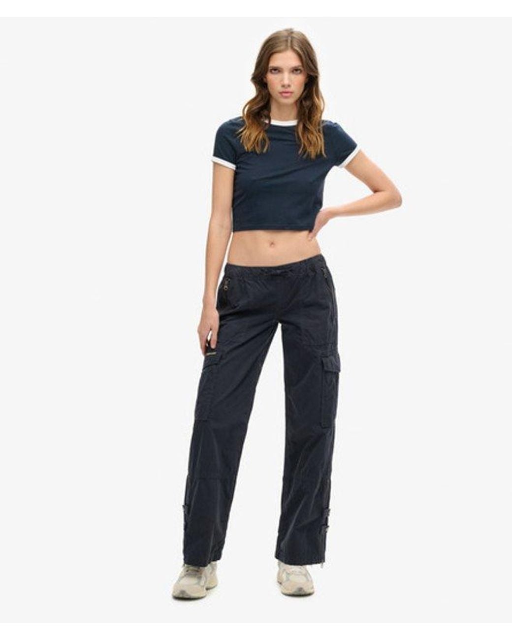 Superdry Blue & Co Low Rise Wide Leg Cargo Pants