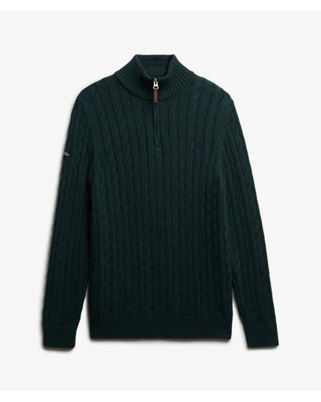 Superdry Black & Co Organic Cotton Classic Cable Half-zip Jumper for men