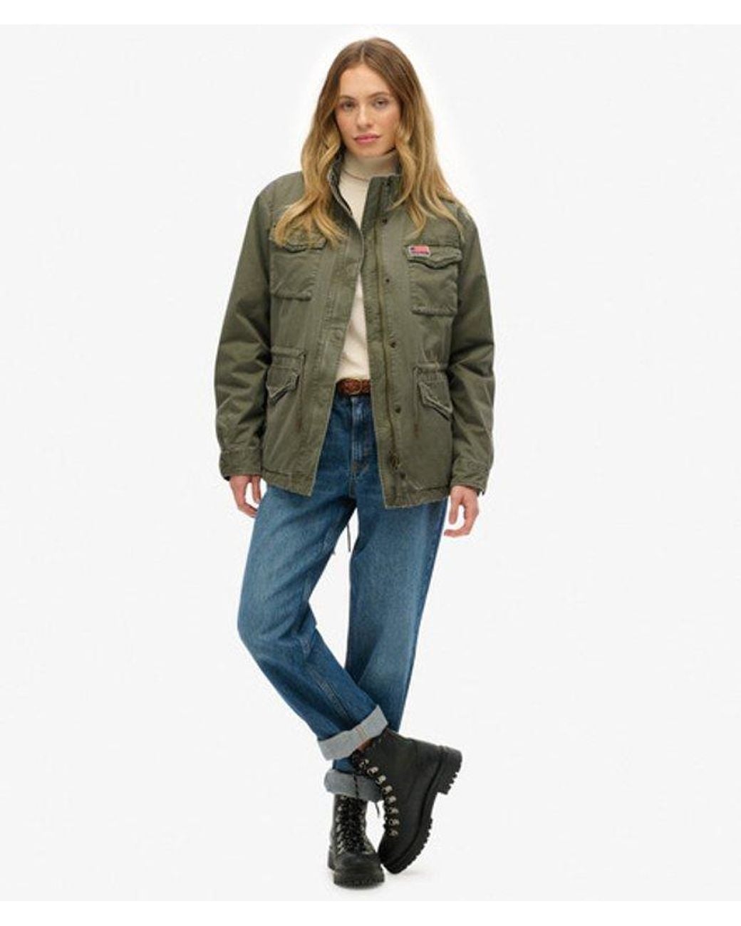 Superdry Military Borg Jas in het Green