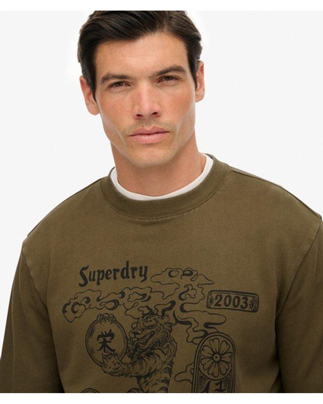 Superdry Green Tokyo Narrative Loose Sweatshirt for men