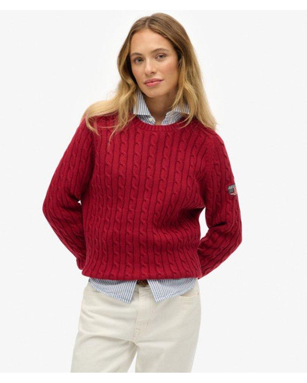 Superdry Red & Co Slouchy Cable Knit Jumper