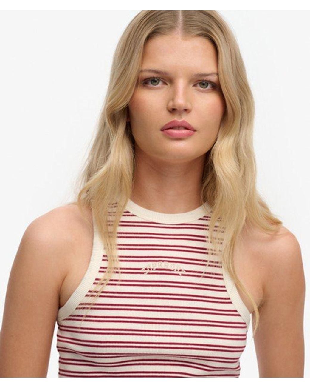 Superdry Red & Co Essential Logo Strapless Racer Vest Top