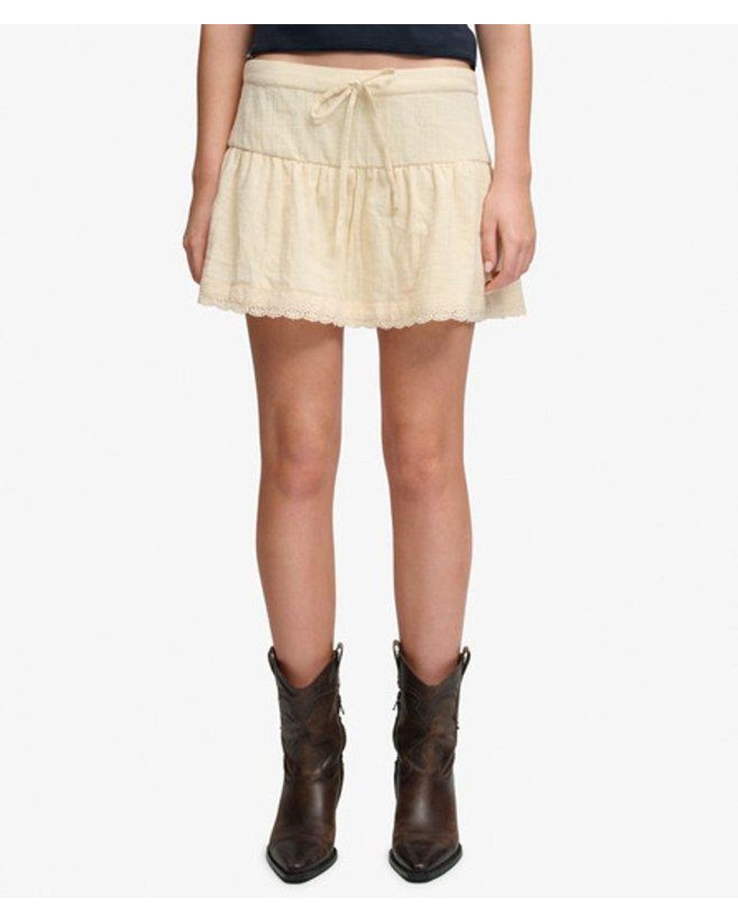 Superdry Blue & Co Broderie Trim Mini Skirt