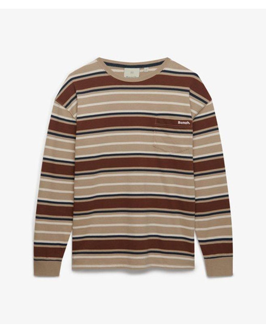 Superdry Brown Bench X & Co Bench Oversized Stripe Long Sleeve Top for men
