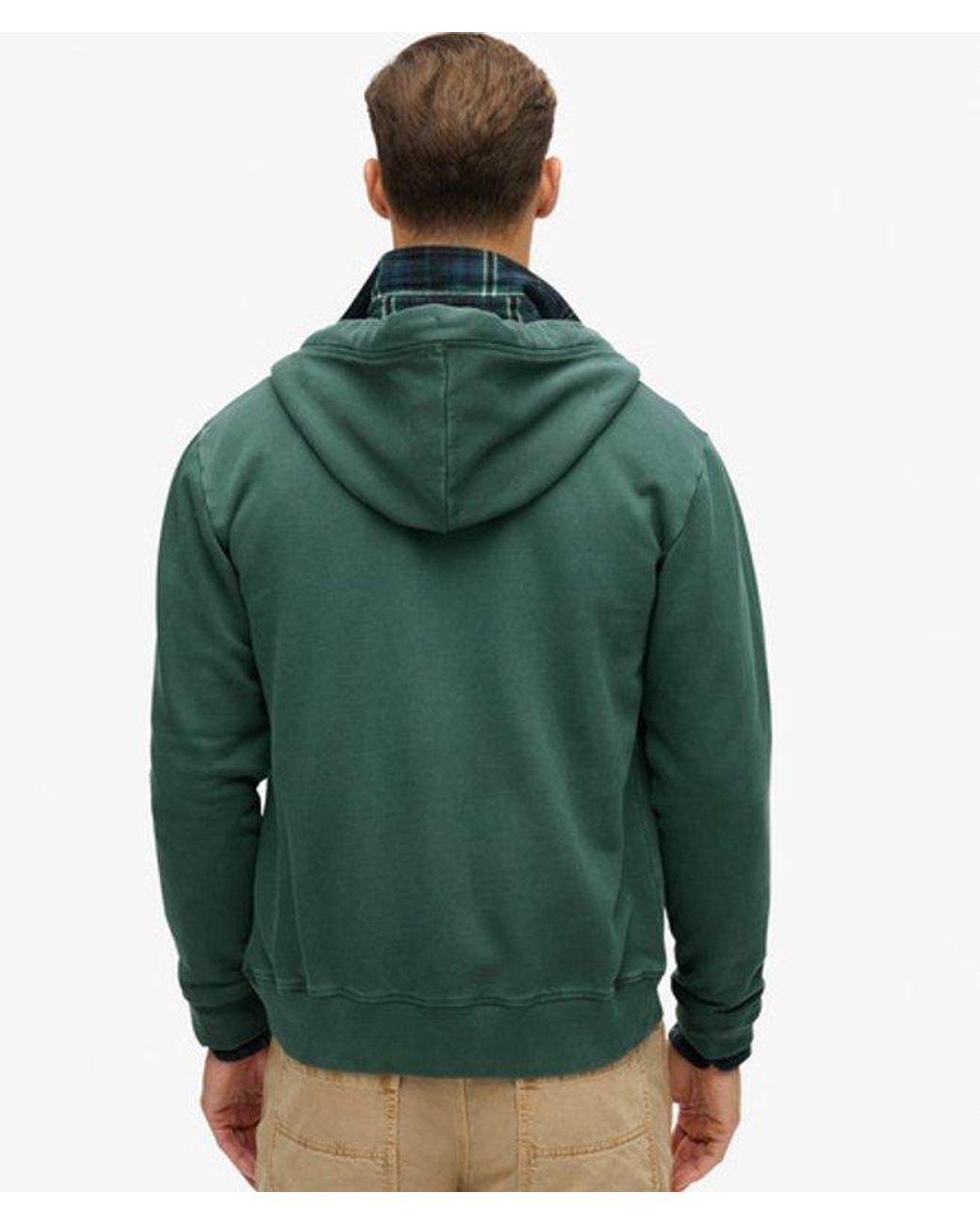 Superdry Green & Co Essential Logo Washed Zip Hoodie for men