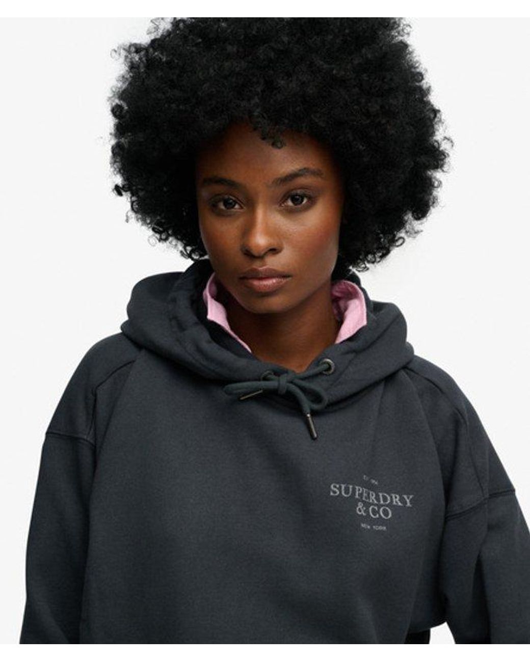 Superdry Black & Co Luxe Casual Relaxed Hoodie