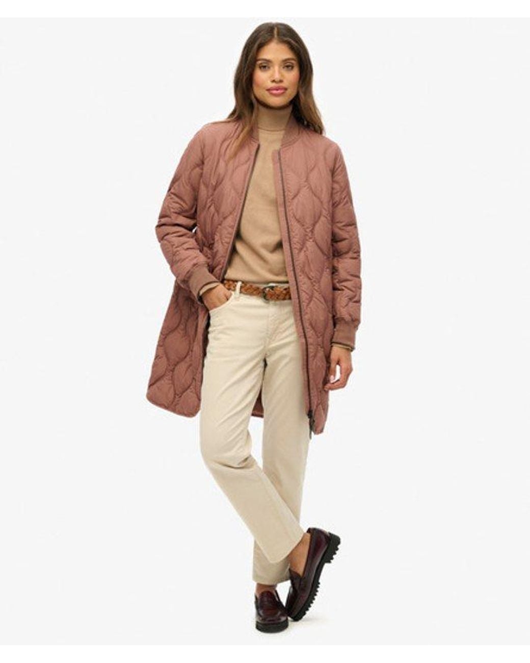 Superdry Brown Longline Quilted Liner Jacket