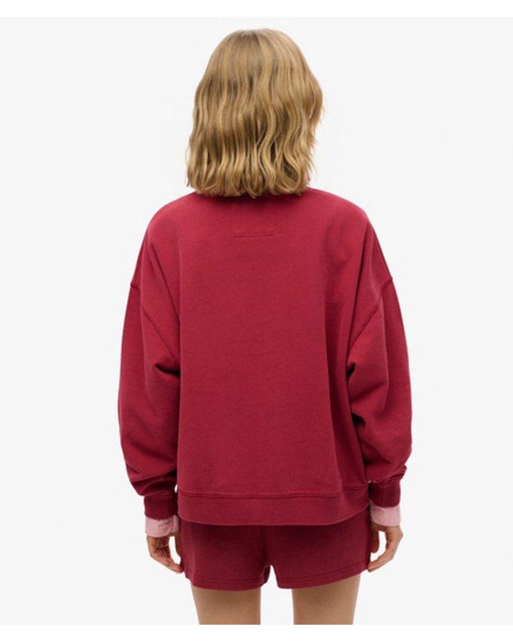 Superdry Red Athletic Essentials Relaxed Flock Crew Sweatshirt