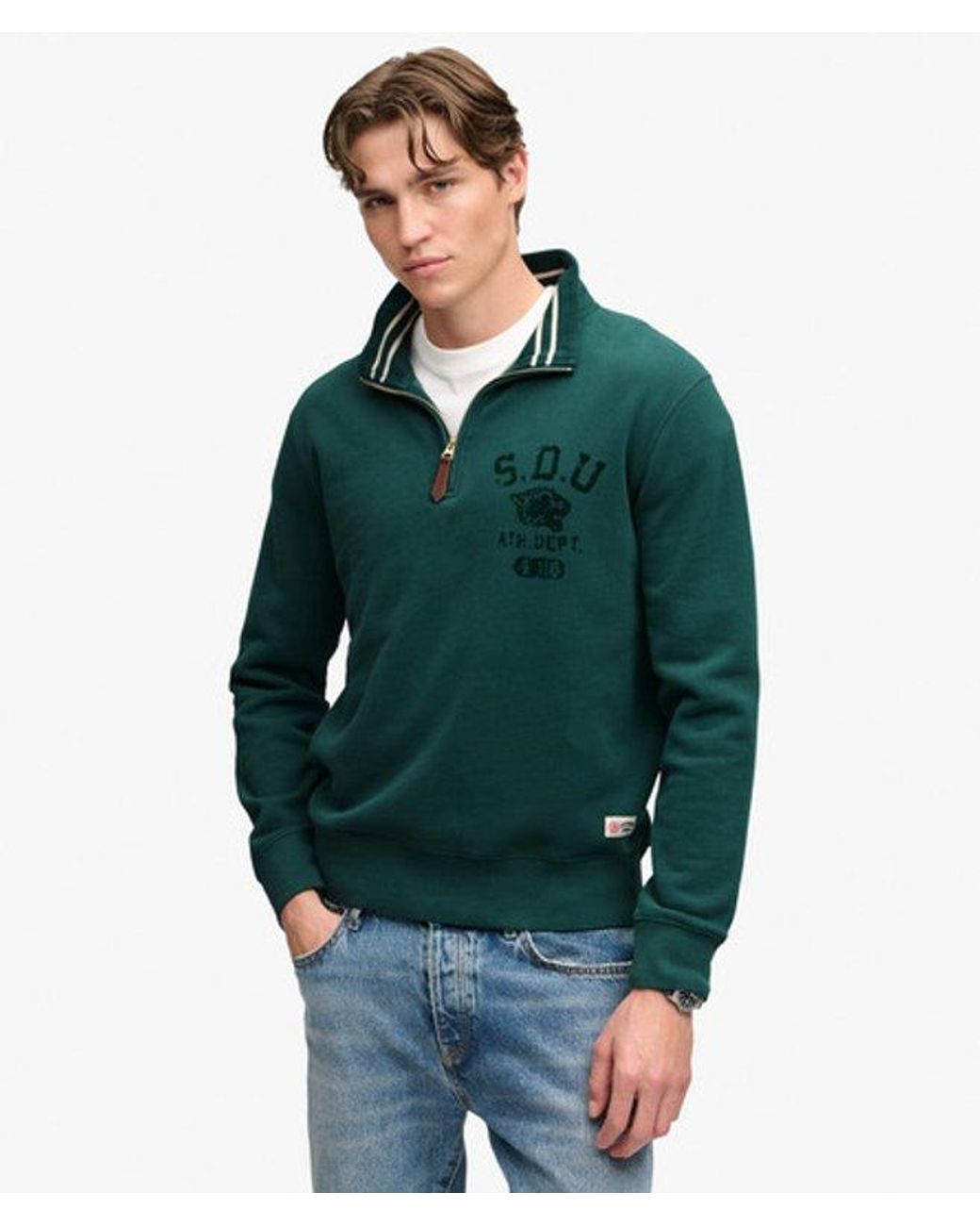 Superdry Green & Co Tonal Half Zip Sweatshirt for men