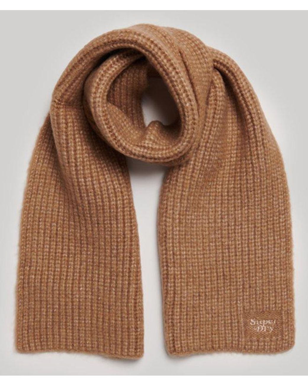 Superdry Brown & Co Ribbed Knit Scarf