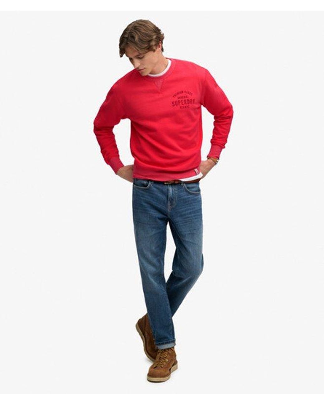 Superdry Red & Co Block Text Crew Neck Sweatshirt for men