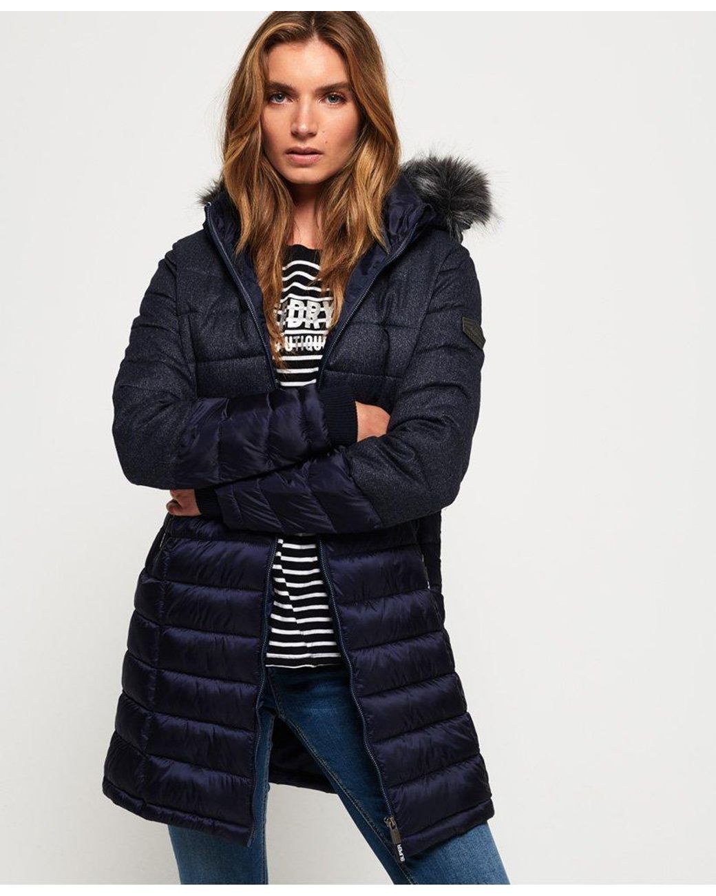 Superdry Luxe Super Fuji Mix Jacket Navy in Blue | Lyst