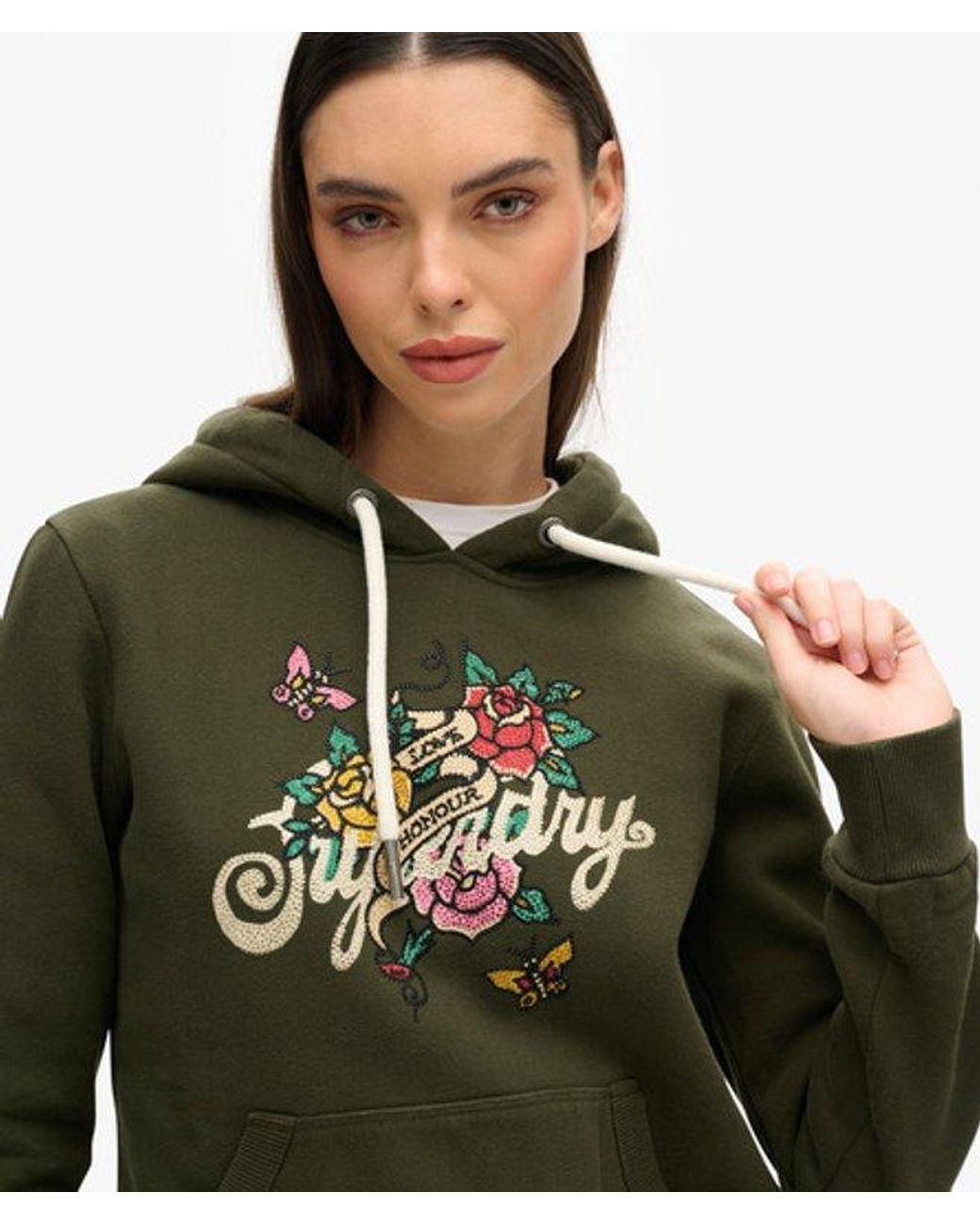 Superdry Green & Co Tattoo Script Graphic Hoodie