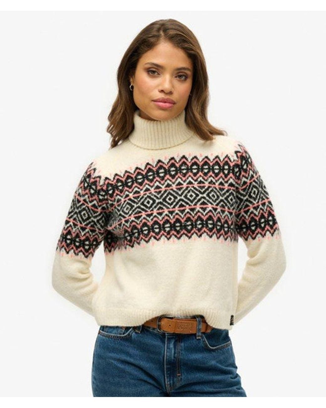 Superdry Natural & Co Fairisle Pattern Roll Neck Jumper