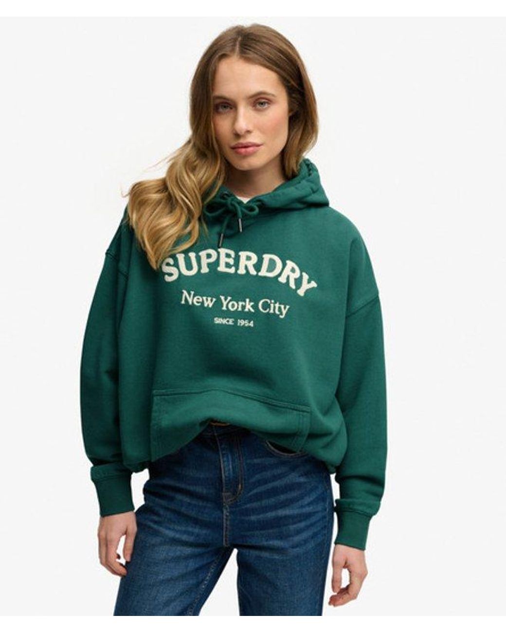 Superdry Green & Co Luxe Casual Embroidered Relaxed Hoodie