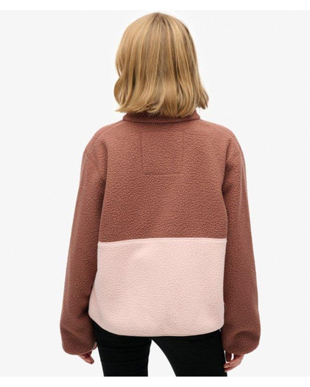 Superdry Brown Colour Block Fleece Jacket