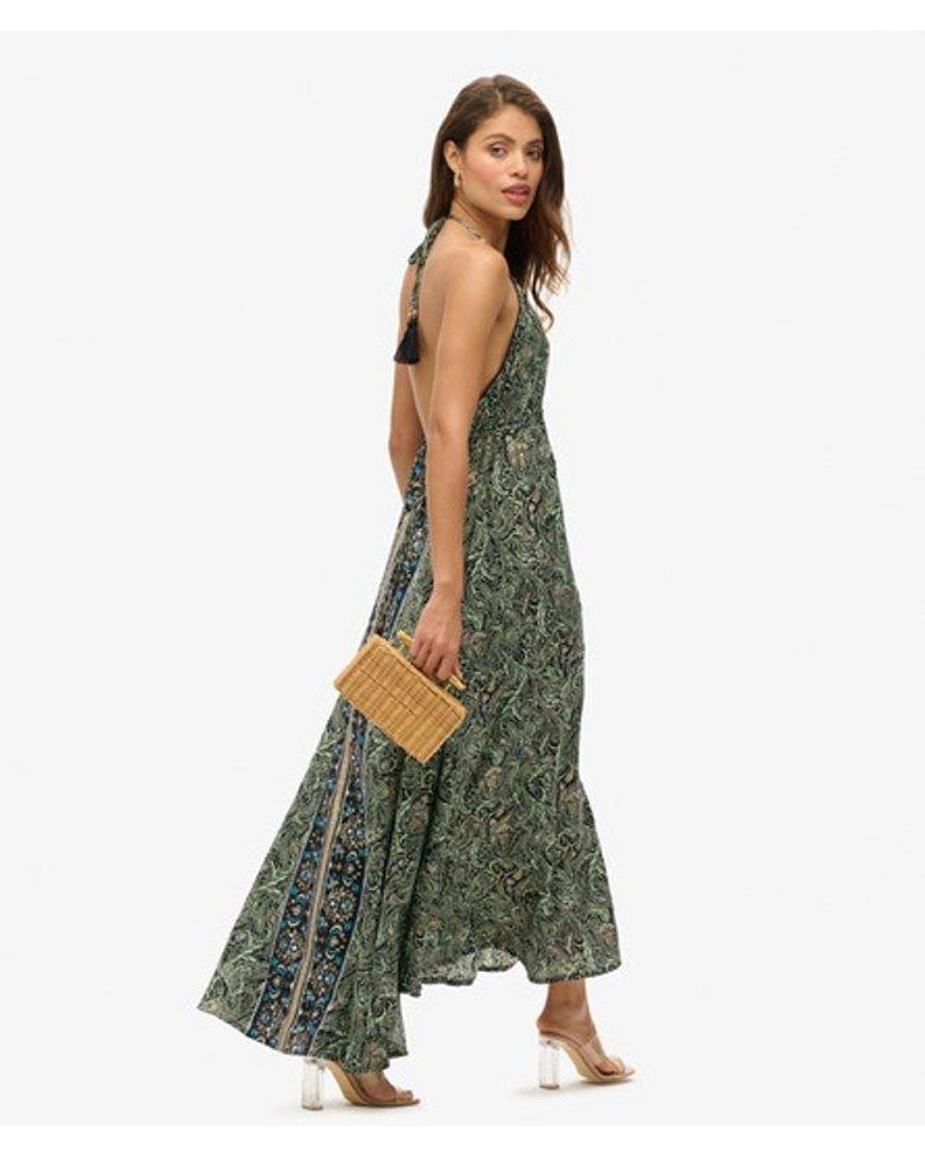 Superdry Green & Co Ladies Lightweight Paisley Print St Tropez Maxi Dress