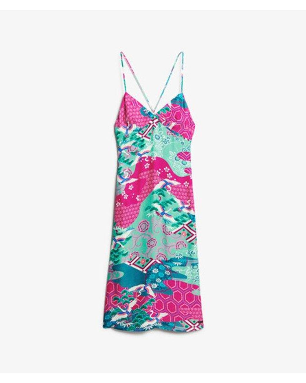 Superdry White & Co Cupro Printed Midi Slip Cami Dress