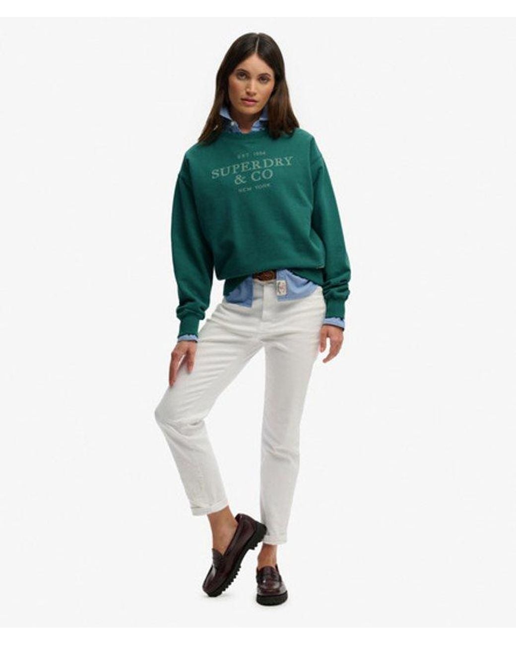 Superdry Green & Co Luxe Casual Loose Crew Sweatshirt