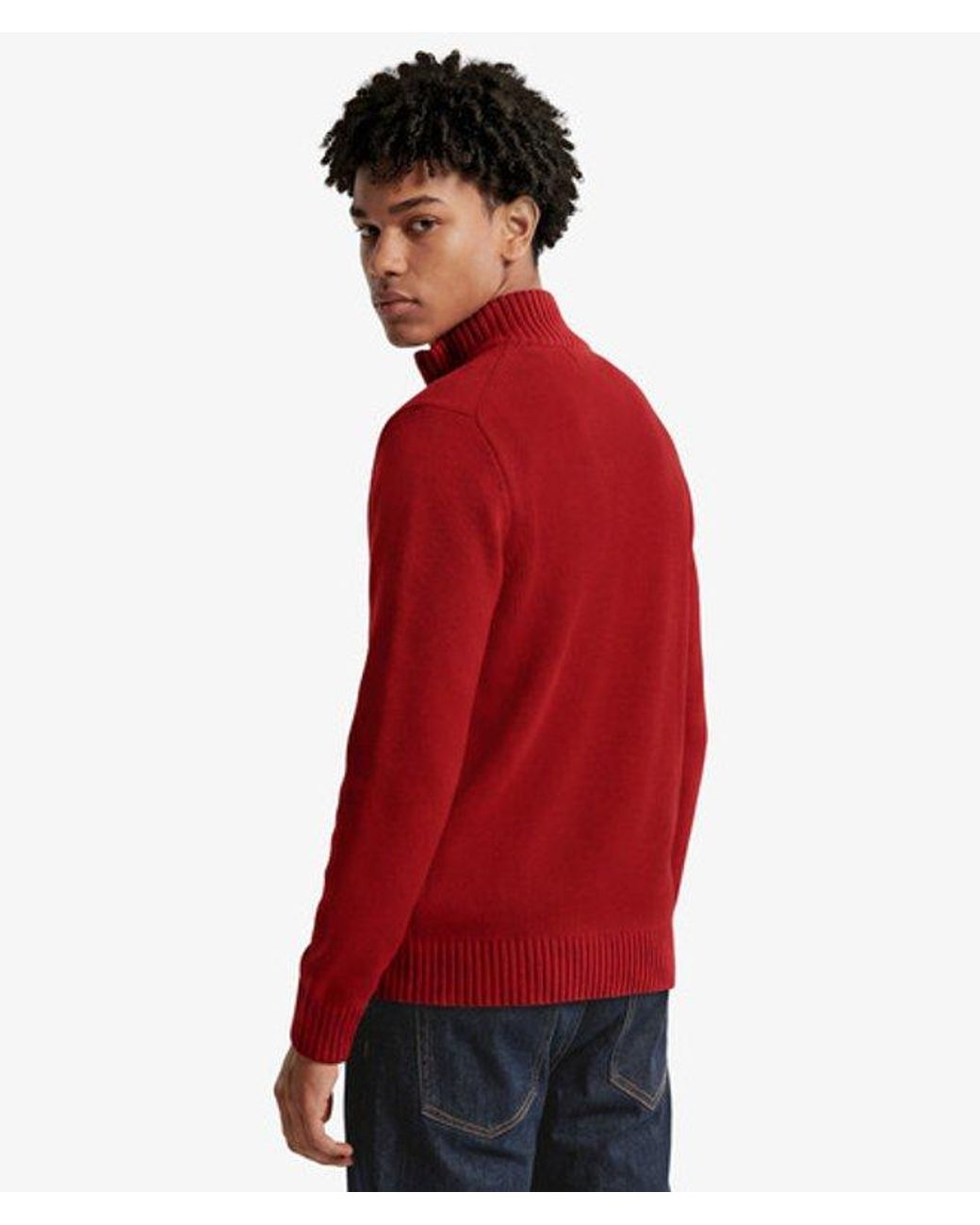 Superdry Red & Co Cotton Half Zip Knit Jumper for men
