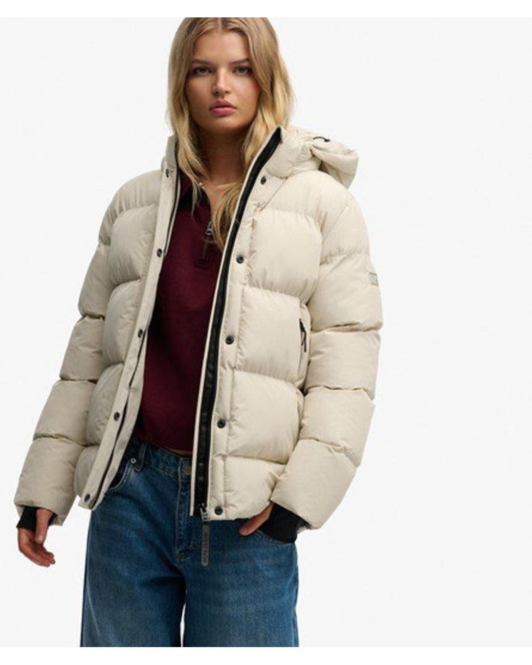 Superdry Natural & Co Hooded Mid Length Sports Puffer Jacket