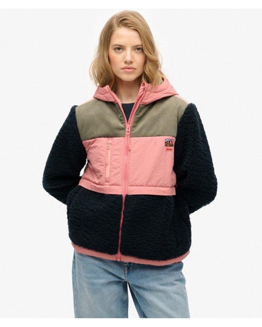 Superdry Blue & Co Hooded Fleece Sherpa Jacket
