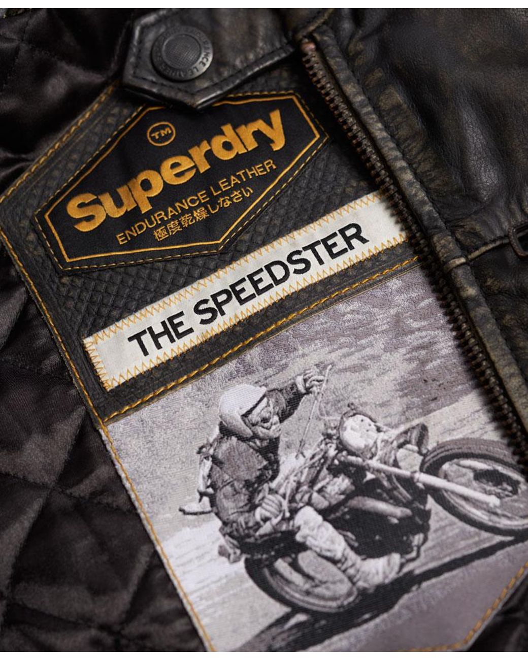 Superdry Endurance Speed Leather Jacket in Black for Men | Lyst