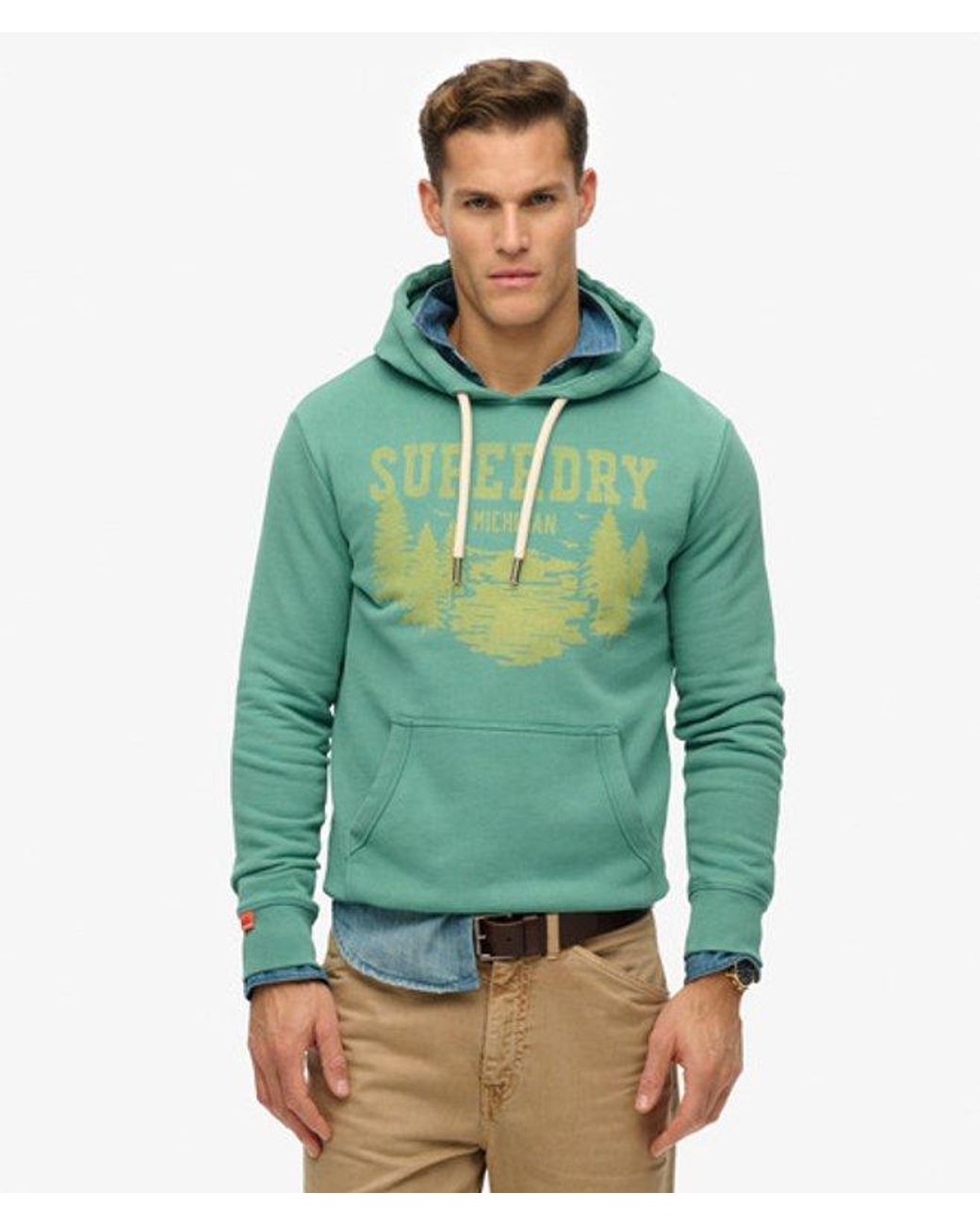 Superdry Green Lo-Fi Outdoor Mono Relaxed Hoodie for men