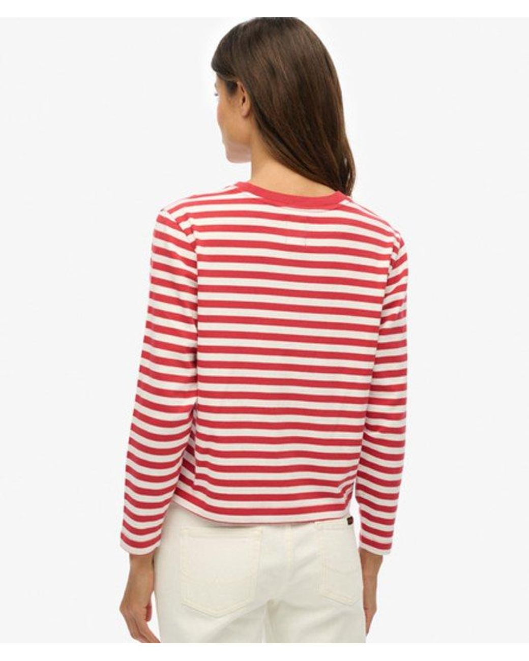 Superdry Red & Co Country Club Long Sleeve Stripe Top